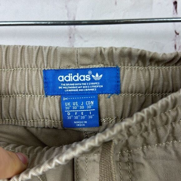 Adidas Pants Mens 30 Jogger Cargo Tapered Leg Pull On Drawstring Pocket Beige - Picture 4 of 11